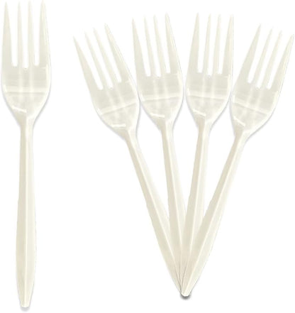 PAMI Plastic Forks 1000 Count Bulk Pack Medium Weight Disposable Utensils for Parties Catering Takeout & More Sturdy Cutlery (Forks Forks White)