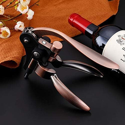 Wine Bottle Opener Set with Accessories Matte Bronze in Wood Box, Aerator, Extra Screws, Foil Cutter, Pourer, Vaccu Stopper, Winged Wine Opener, Rabbit Red Wine Corkscrew Set (Matte Bronze)