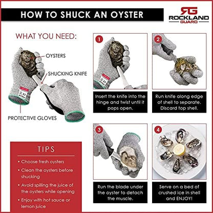 Rockland Guard Oyster Shucking Knife - Oyster Knife Shucker for Opening Clams, Scallops, Shellfish - Stainless Steel Blade, Non-Slip Ergonomic Handle - Kitchen Tool for Chefs, Cooks - Set of 2 Knives