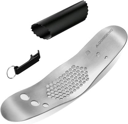 Garlic Press Rocker & Leaf Herb Stripper, Silicone Roller Peeler, Bottle Opener, Stainless Steel Garlic Crusher Chopper Squeezer Slicer Mincer