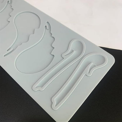 3D Hollow Leaf Fondant Lace Mold Multi Leaves Flower Candy Mold Chocolate Sugar Craft Cake Decoration Cupcake Top (K Swan_8.92 * 3.52 * 0.12inch)