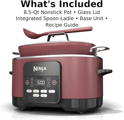 Ninja Foodi PossibleCooker PRO 14-in-1 8.5 Qt Multi-Cooker – Replaces 14 Tools, Nonstick Pot, Glass Lid & Integrated Spoon (Cherry Tarte)