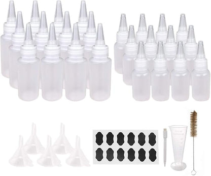 24pcs(12pcs 30ml; 12pcs 60ml) Plastic Squeeze Bottles with Twist Cap Cookie Decorating Supplies, Cookie Supplies Writer Bottles Food Coloring and Royal Icing Supplies