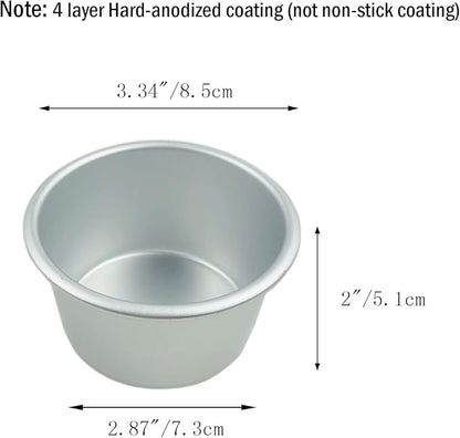 6 Packs Popover Pan， Large Individual Muffin Mold, Aluminium Pudding Cup, Chocolate Molten Mould, Raspberry Souffle Baking Maker, Brownie Tumbler -for Pie, Egg Tart, Cake (Size 3.4"x 2")