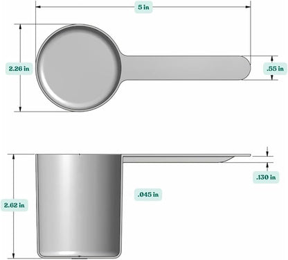148 mL (148 CC | 5 Oz.) Long Handle Scoop for Measuring Coffee, Pet Food, Grains, Protein, Spices and Other Dry Goods (Pack of 5)