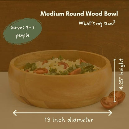 Salad Bowl Set of 5, Big Serving Dish for Pasta, Cut Fruit, Party, Catering, Wedding, Restaurant, Kitchen Countertop Fruit Bowl, Farmhouse Style, Mango Wood, 5pcs