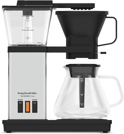 SimplyGoodCoffee Coffee Maker / Coffee Machine. 8 Cup Automatic Drip Pour Over Coffee Brewer. Easy To Use, Gold Cup Standard. Black/Stainless Steel