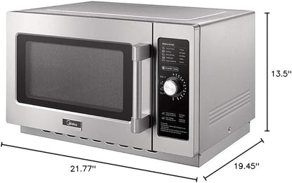 Midea Equipment 1034N0A Countertop Commercial Microwave Oven with Dial, 1000W, Stainless Steel, 1.2 CuFt