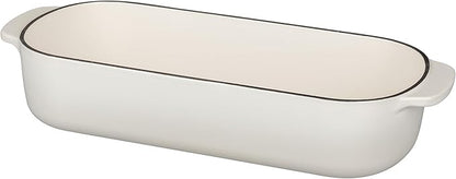 Enameled Cast Iron Loaf Pan with Lid, Dutch Oven Bread pan for Homemade Sourdough Bread Baking, 12.5x5.5 inch, 5qt, White