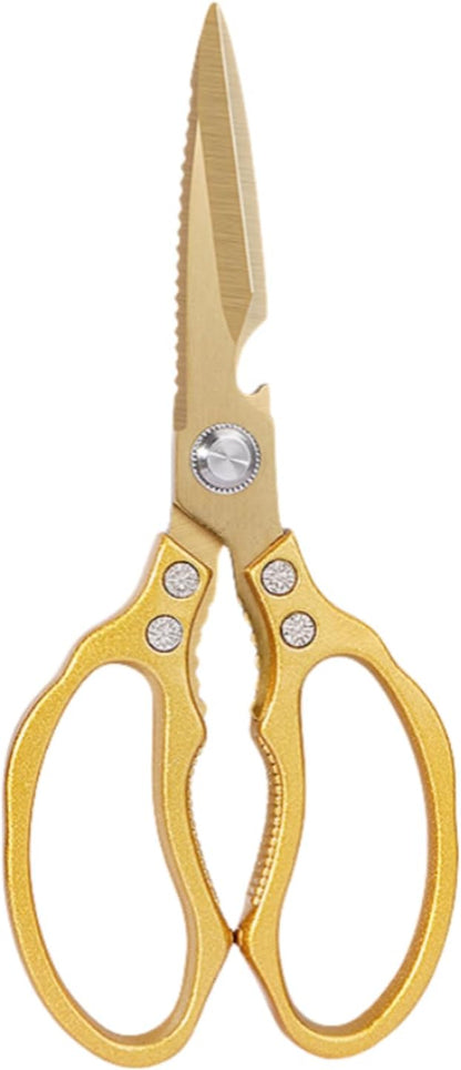 Japanese Gold Kitchen Scissors, Heavy Duty Stainless Steel, Multipurpose Cooking Shears, Dishwasher Safe