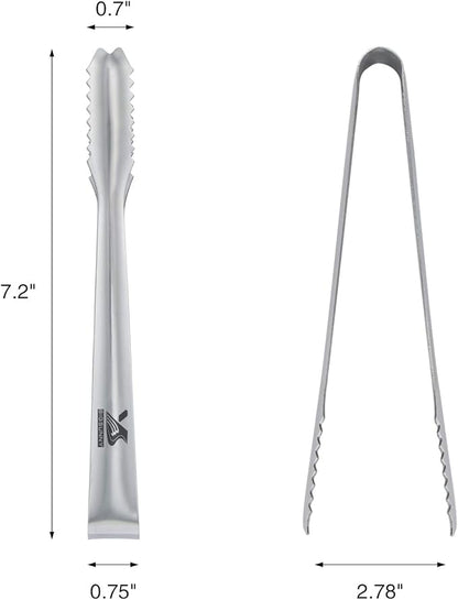 MSY BIGSUNNY 7 inches Ice Tongs for Ice Bucket, Stainless Steel Ice Tongs with Teeth, Small Serving Tongs (Silver)