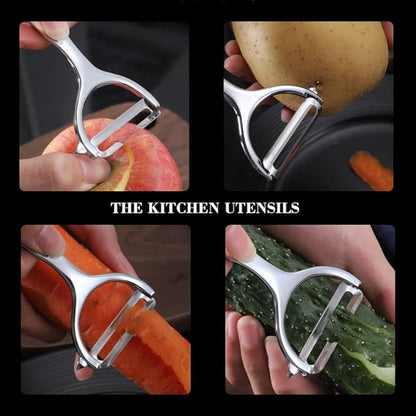 AMOUY Premium Peeler Set - Vegetable,Apple Peelers for Kitchen, Fruit, Carrot, Veggie,Potatoes Peeler,Y-Shaped Stainless Steel Peelers,with Ergonomic Non-Slip Handle & Sharp Blade,Good Sturdy (2PCS)