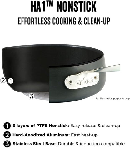 All-Clad HA1 Hard Anodized Non Stick Everyday Pan w/ Lid and Handles, 12 Inch, Induction, Oven Broiler Safe 500F, Lid Safe 350F, Deep Frying Pan, Skillet, Pots and Pans, Kitchen, Cookware, Black