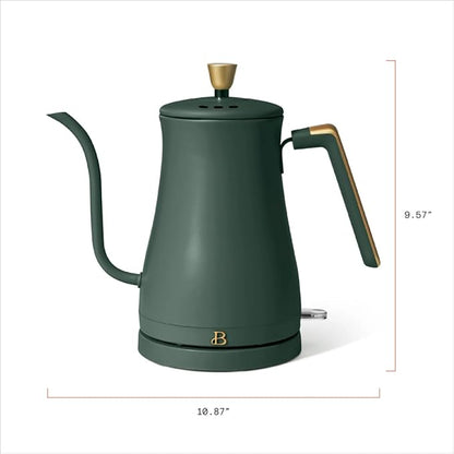 Beautiful 1L Electric Gooseneck Kettle, Precision Pour Spout, 1200W Fast Boil, Auto Shut-Off, Cordless, Stainless Steel, Tea & Coffee Maker with Ergonomic Handle, Thyme Green