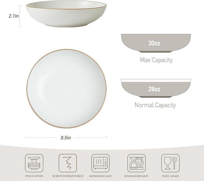 famiware Jupiter Pasta Bowls, 30 OZ Large Salad Bowls Set of 4, Microwave and Dishwasher Safe, Sturdy & Stackable, Serving Bowls for Kitchen, Multi-color