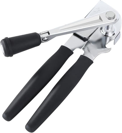 Manual Can Opener,Commercial Heavy Duty Can Openers with Easy-Turn Crank,Ergonomic Long Rubber Handle for Seniors