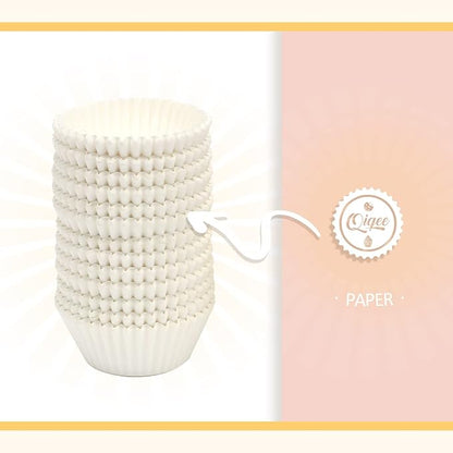 qiqee 600 Count Large Size Cupcake Liners White Muffin Liners Food Grade Jumbo Baking Cups Paper No Smells（Large Size）