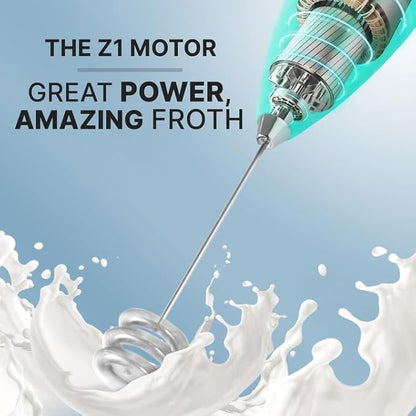 Zulay Kitchen Milk Frother with Patented Tornado Triple Whisk – Handheld Foam Maker for Coffee, Lattes, Matcha & Hot Chocolate – Rich, Creamy Froth in Seconds