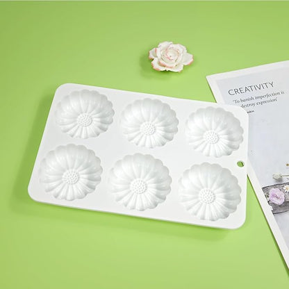 TUKE Silicone Chocolate Candy Molds Non-stick Daisy Flower Silicone Baking Mold BPA Free, Gummy Molds Silicone Candy Mold For Chocolate Cake Jelly Pudding Handmade Soap Mould (Daisy Flower L)