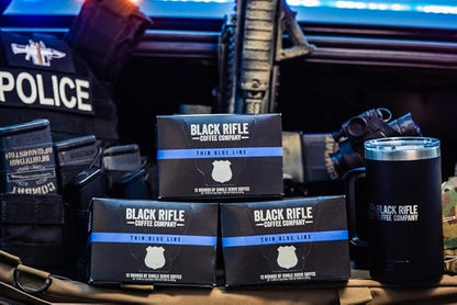 Black Rifle Coffee Company Thin Blue Line, 12 Count, Medium Roast K Cups - Single Serve K Cups Coffee Pods - Kcup Pods Compatible with Keurig 1.0 & 2.0 - Made from Arabica Beans