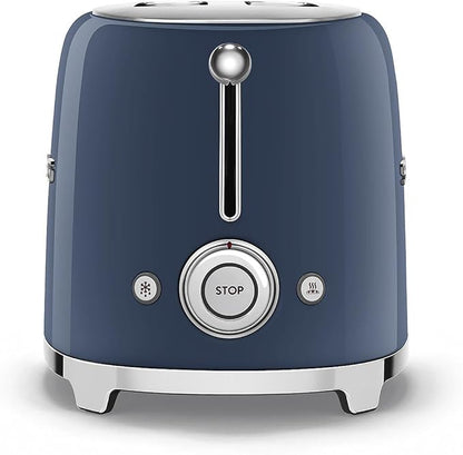 SMEG 2 Slice Toaster with 6 Presets and Defrost Function and Removable Crumb Tray (Navy)