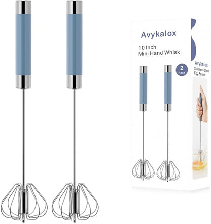 2 Pack Semi Automatic Whisk, Stainless Steel Mini Hand Push Whisks for Cooking, Easy to Use Egg Beater Tool for Cooking, Whisking, Beating, Stirring