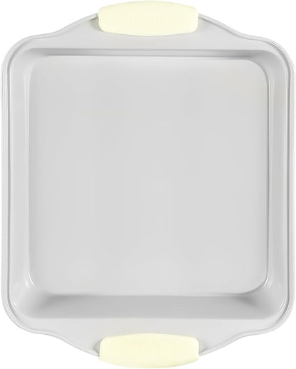 Boxiki Kitchen 8x8 Baking Pan - Non Stick Ceramic Square Cake Pan for Oven - Brownie Pan with Silicon Handle, Durable & Warp Resistant