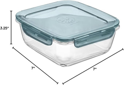 Bormioli Rocco Frigoverre Evolution Collection - 7-Inch Square Container - 1.4 Liter (47.25 oz.)- Grey