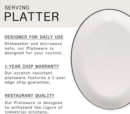 Made In Cookware - Serving Platter - White With Black Rim - Porcelain - Crafted in England