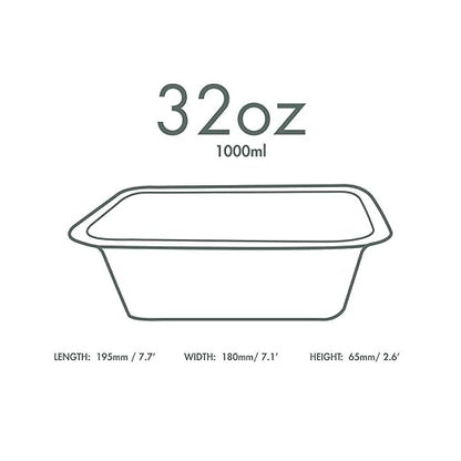 Vegware Compostable 32oz Molded Fiber To Go Containers, Case of 600, Nourish, No-Added PFAS, Reuseable, Bagasse, Meal Prep Food Storage, Suitable for Hot or Cold Food, Choice of Size 4 Lids & bases