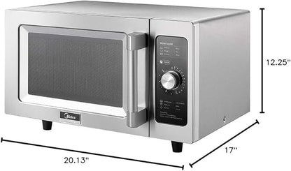 Midea Equipment 1025F0A Countertop Commercial Microwave Oven with Dial, 1000W, Stainless Steel.9 CuFt
