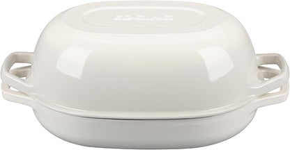 Enameled Cast Iron Oval Dutch Oven Pot with Lid, Dutch Oven for Sourdough Bread Baking, Oval Bread Pan, 7qt, White