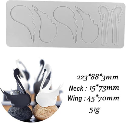 3D Hollow Leaf Fondant Lace Mold Multi Leaves Flower Candy Mold Chocolate Sugar Craft Cake Decoration Cupcake Top (K Swan_8.92 * 3.52 * 0.12inch)