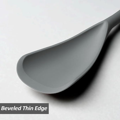 Silicone Spatula Spoon, Great for Both Cooking and Serving Durable BPA-Free Matte Black Silicone, Seamless Design, Safe for Nonstick Cooking Surfaces, 2-Pcs, Gray