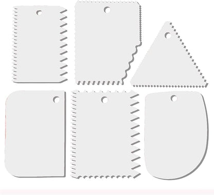 Cake Scraper, Cake Smoother Scraper Set, Dough Scraper Icing Scraper Polisher Tool, Cake Decorating Comb, Icing Smoother Plastic Sawtooth Cake Icing Kitchen Baking Cake Edge (white)
