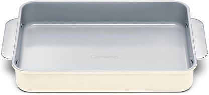 Caraway Non-Stick Ceramic 9”x13” Rectangle Pan - Naturally Slick Ceramic Coating - Non-Toxic, PTFE & PFOA Free - Perfect for Brownies, Lasagnas, and More - Cream