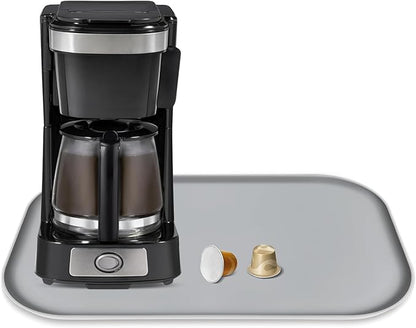 TOHONFOO Silicone Coffee Maker Mat with Lip, 17.4'' x 10.6'' Heavy Duty Coffee Maker Mat for Countertops, Coffee Tray Fit Under Coffee Machine Appliance Automatic Machines Espresso Accessory, Grey