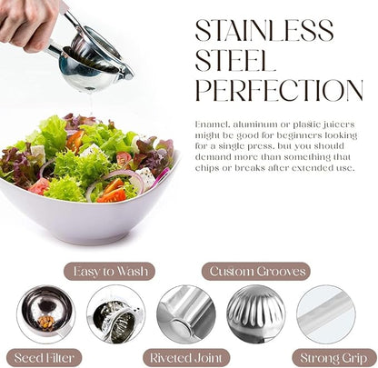 Bellemain Citrus Juicer | Metal Lemon Squeezer | Lime and Lemon Juicer Stainless Steel with Silicone Handles | Manual Juicer, Citrus Squeezer, Hand Held Juicer | Bar Juicer for Bartender (White)
