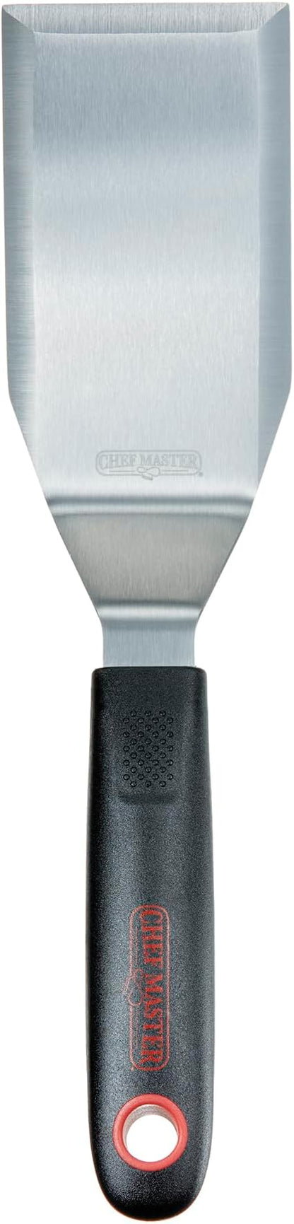 Chef Master 90283 High Heat Hamburger Turner Spatula, 4.92" x 2.76" Blade | Heat Resistant Handle | Slip Resistant Grip | Dishwasher Safe
