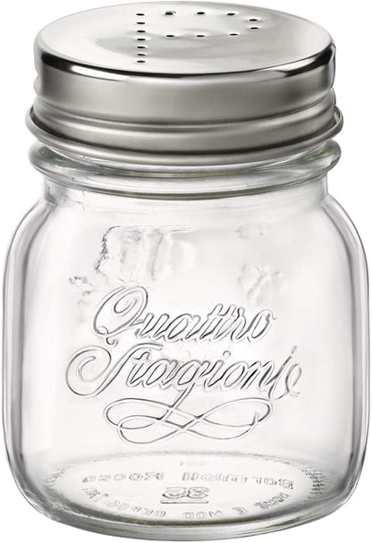 Bormioli Rocco 357760CBD021990 Quattro Stagioni Jar with Salt & Pepper Stainless Lid - Sleeve of 2, 5 oz, Clear