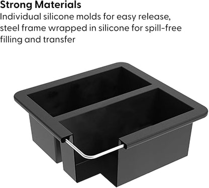W&P Cup Cubes Silicone Freezer Tray with Lid, Charcoal, Makes 2 Perfect 2-Cup Portions, Freeze & Store Soup, Broth, Sauce, Leftovers, Dishwasher Safe