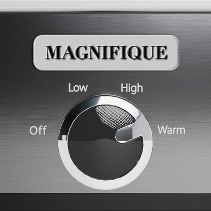 [NEW] MAGNIFIQUE 4-Quart Slow Cooker with Casserole Manual Warm Setting - Perfect Kitchen Small Appliance for Family Dinners, Dishwasher Safe Crock, Stainless Stee