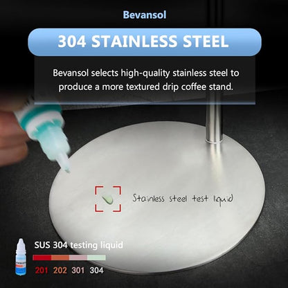 Stainless Steel Pour Over Coffee Maker, Adjustable Stand, Double-layer Filter