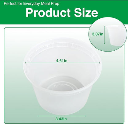 Deli Food Containers with Lids 16 oz-20 Pack Meal Prep Containers Food Storage Containers with Lids Stackable, Leakproof, BPA Free, Microwave Dishwasher Freezer Safe for Takeout Meal