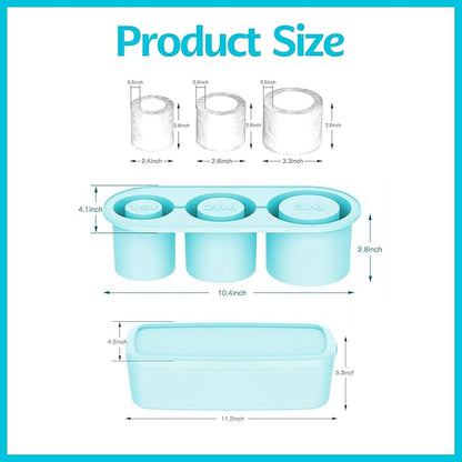 Ice Mold Tray – Round Ice Cube Mold for 40oz Tumbler, Stanley & Hydrojug – Silicone Ice Tray with Storage Bin – Perfect for Cold Drinks & Travel (Light Blue)