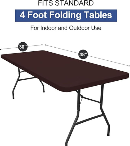 homing Rectangle Table Cloth Cover, Waterproof Polyester Elastic Fitted Tablecloth, Fits for 4 Foot Folding Tables, Washable Table Protector for Fall, Thanksgiving, Harvest Party (Coffee, 30" x 48")