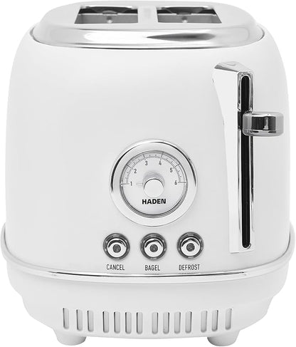 Haden Chelsea 2 Slice Wide Slot Toaster with Adjustable Browning Control, Ivory & Chrome