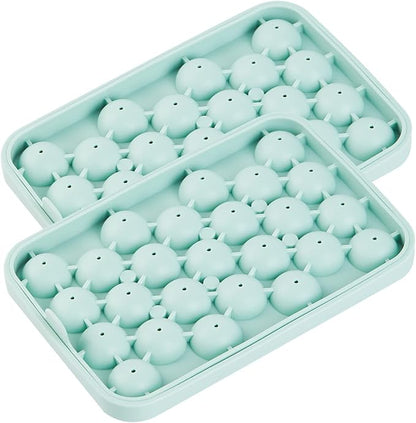 Round Ice Cube Tray 2 Pack BPA Free Silicone Flexible Easy Release 1.1 Inch x 50PCS Small Ice Ball Maker Mold for Whiskey, Cocktail, Chilling (Green)