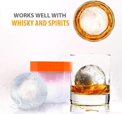 PREMIUM Ice Ball Molds, Round 2.5 Inch Ice Spheres. Stackable Slow Melting Round Ice Cube Maker for Whiskey and Bourbon (6, Multi)