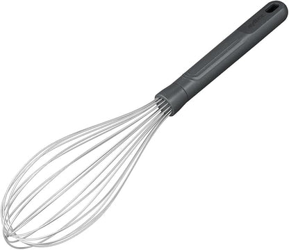 Zyliss Balloon Whisk - Sustainable Wheatstraw Handle Wire Head Whisk - Nonstick Heat-Resistant Cooking Tool for Whisking, Beating, & Mixing Cookware - Easy to Use - 11.8" x 2.5" - Beluga Grey - Large